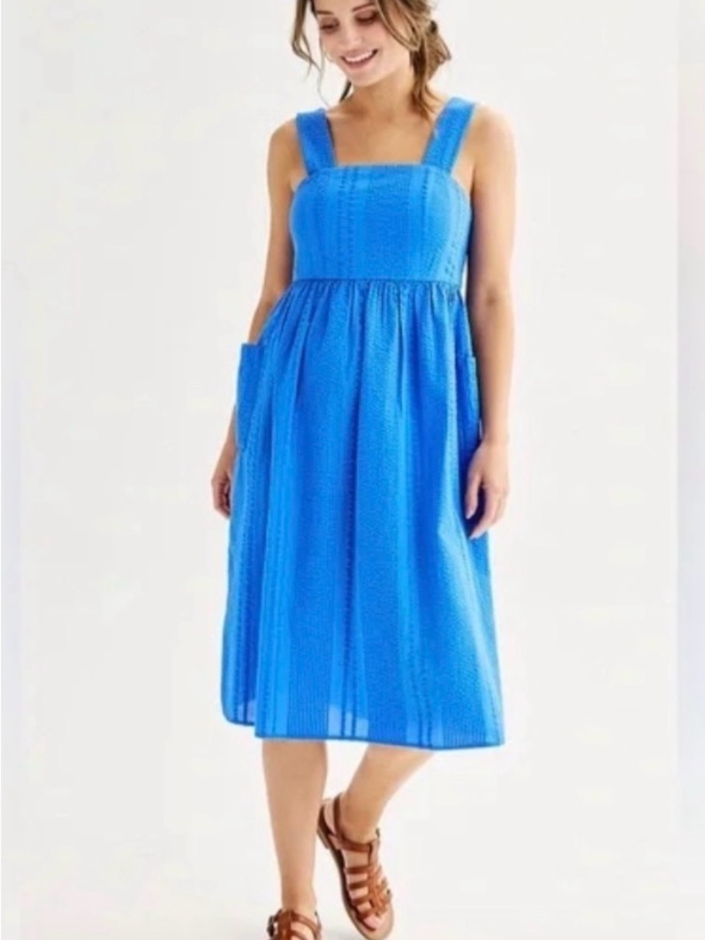 Sonoma Blue Square-Neck Midi Dress